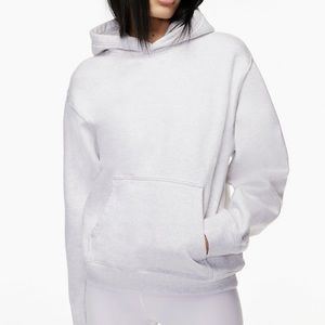 Aritzia TNA Cozy Fleece Perfect Hoodie S Small Heather Cloud White EUC